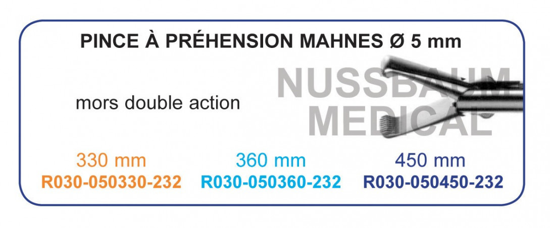 Inserts ø 5 mm pince à préhension Mahnes mors double action distribués par Nussbaum Médical