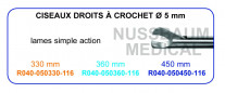 Inserts ø 5 mm ciseaux droits à crochet lames simple action