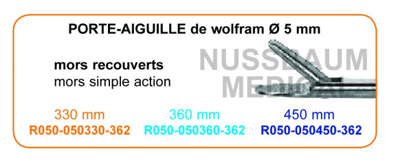 Inserts porte-aiguilles de Wolfram  pour pince de laparoscopie ø5mm distribués par Nussbaum Médical