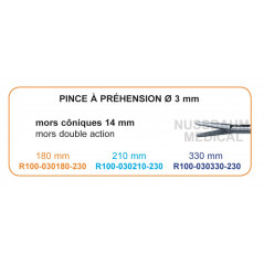 Inserts à préhension ø 3 mm mors côniques 14mm double action distribués par Nussbaum Médical