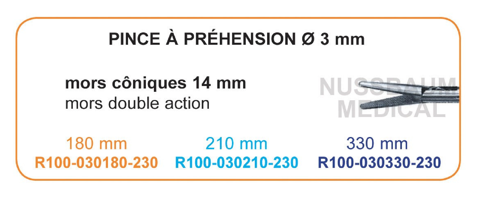 Inserts ø 3 mm pince à préhension mors côniques 14mm double action