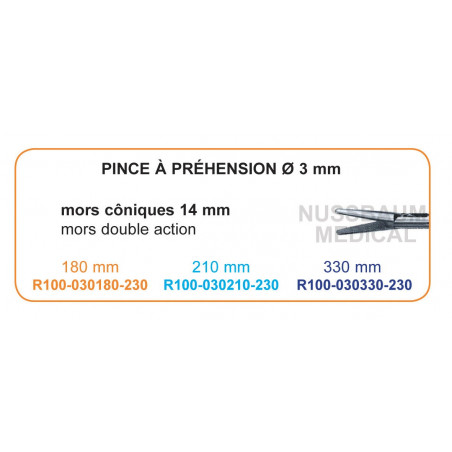 Inserts à préhension ø 3 mm mors côniques 14mm double action distribués par Nussbaum Médical