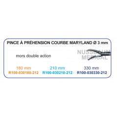 Inserts ø 3 mm pince à préhension courbe Maryland mors double action distribués par Nussbaum Médical