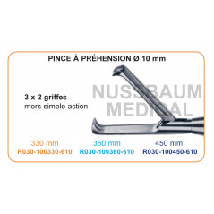 Inserts ø 10 mm pince à préhension 3x2griffes mors simple action distribués par Nussbaum Médical