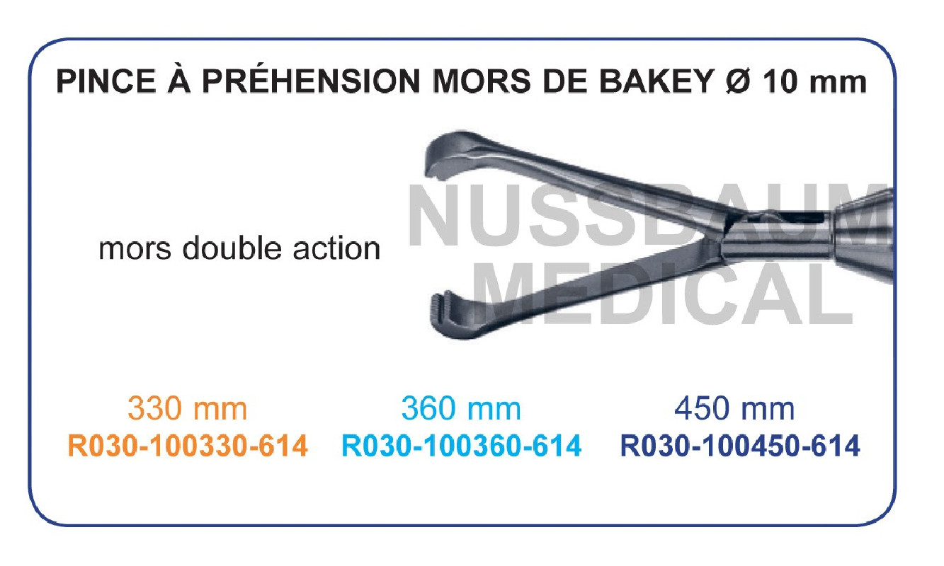 Inserts ø 10 mm pince à préhension De Bakey mors double action