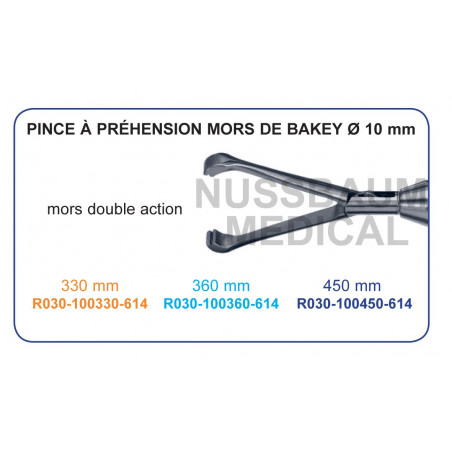 Inserts ø 10 mm pince à préhension De Bakey mors double action distribués par Nussbaum Médical