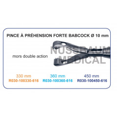 Inserts ø 10 mm pince à préhension forte Mors Babcock double action distribués par Nussbaum Médical
