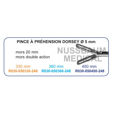 Inserts ø 10 mm pince à préhension Dorsey mors double action distribués par Nussbaum Médical