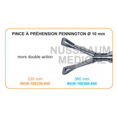 Inserts ø 10 mm pince à préhension Pennington mors double action distribués par Nussbaum Médical