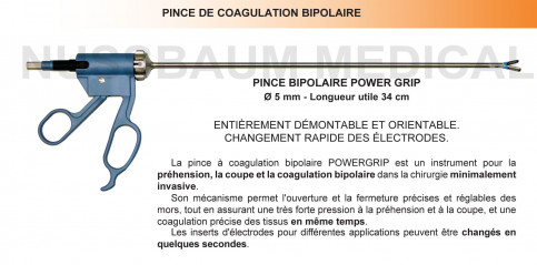 Pince bipolaire démontable Powergrip distribuée par Nussbaum Médical
