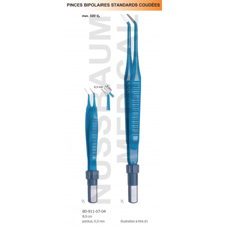 Pinces bipolaires standards coudées  distribuées par Nussbaum Médical