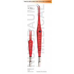 Pinces bipolaires Non-Stick Red coudées distribuées par Nussbaum Médical