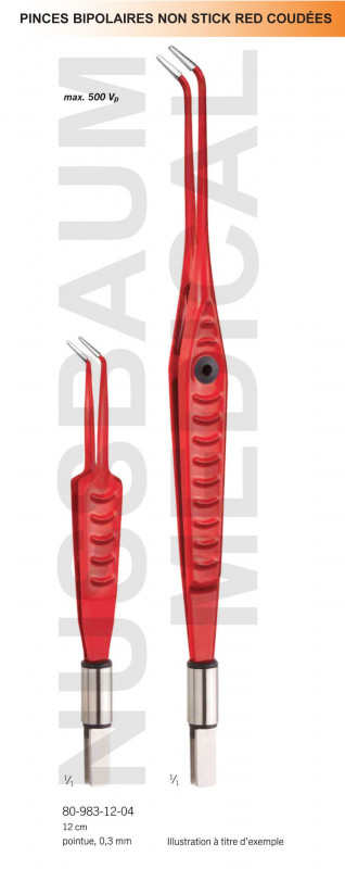 Pinces bipolaires Non-Stick Red coudées