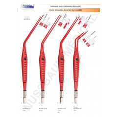 Pinces bipolaires Non-Stick Red coudées grand angle distribuées par Nussbaum Médical