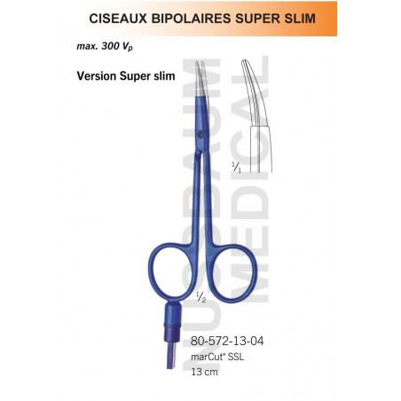 Ciseaux bipolaires Super Slim 13 cm distribués par Nussbaum Médical