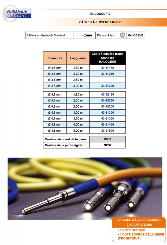 Câble à lumière froide standards