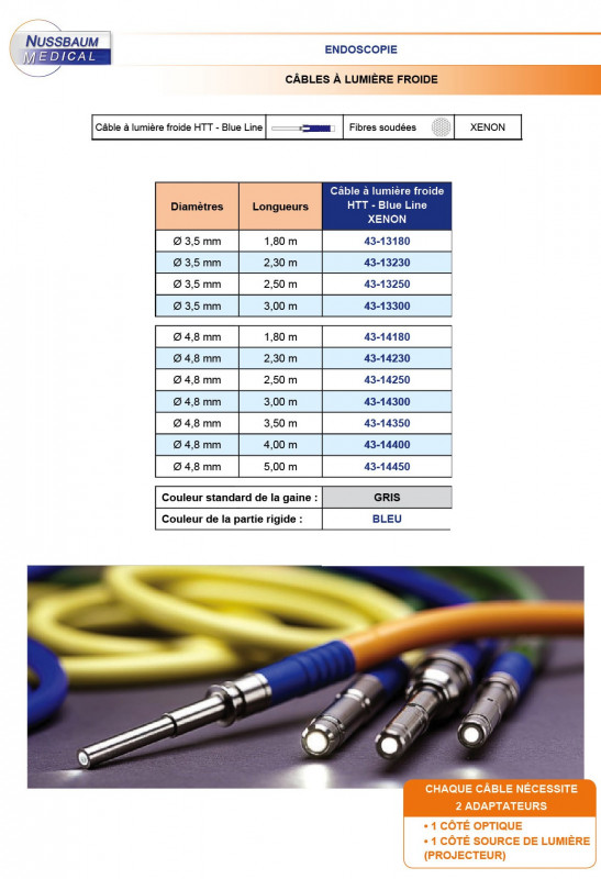 Câble à lumière froide fibre optique HTT-Blue Line