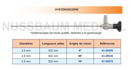 Optiques ø 2,9 mm pour Hystéroscopes distribuées par Nussbaum Médical