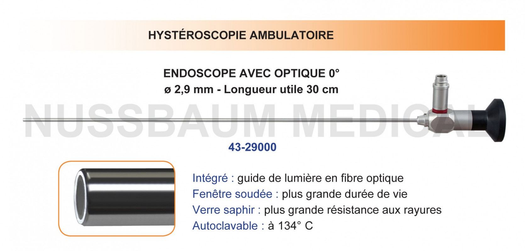 Endoscope avec Optique 0 degrés