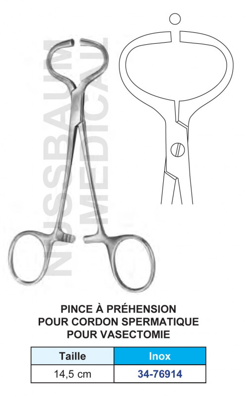 Pince à préhension pour cordon spermatique 14,5cm