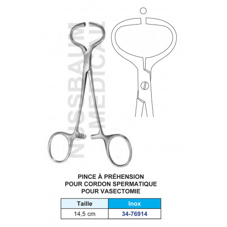 Pince à préhension pour cordon spermatique 14,5cm distribuée par Nussbaum Médical