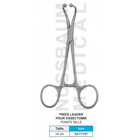 Pince Leader pour vasectomie 14 cm distribuée par Nussbaum Médical