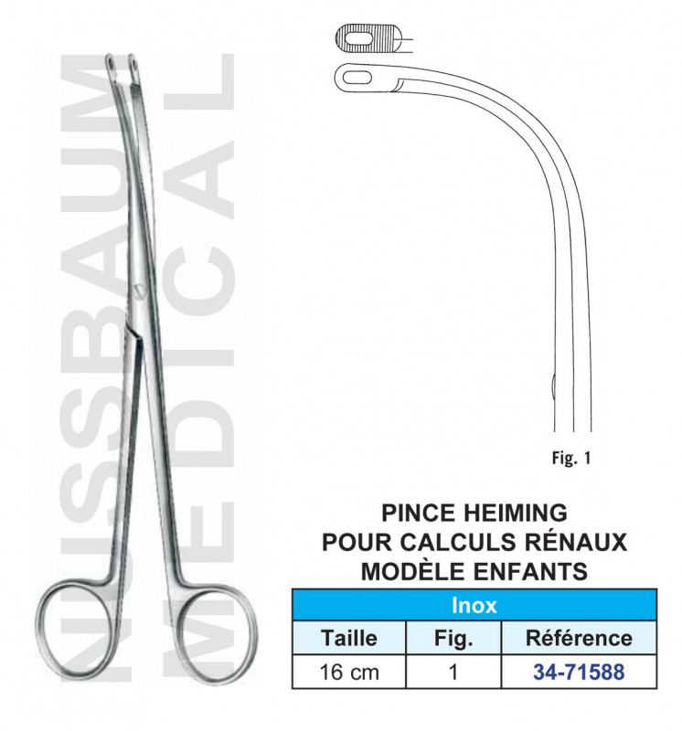Pince Heiming pour calculs rénaux enfants