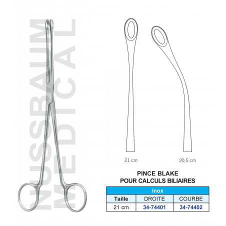 Pince Blake pour les calculs biliaires distribuée par Nussbaum Médical