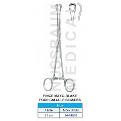 Pince Mayo-Blake droite pour les calculs biliaires distribuée par Nussbaum Médical