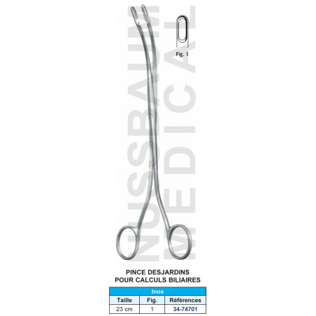 Pince Desjardins 23 cm pour calculs biliaires