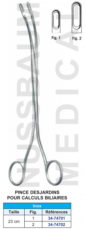 Pince Desjardins 23 cm pour calculs biliaires