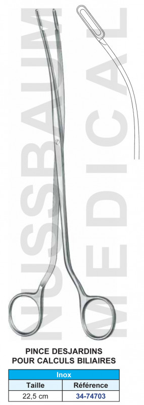 Pince Desjardins 22 cm pour calculs biliaires