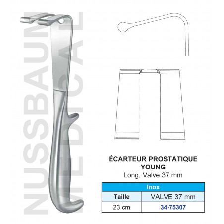 Ecarteur prostatique Young 23 cm valve 37 mm distribué par Nussbaum Médical