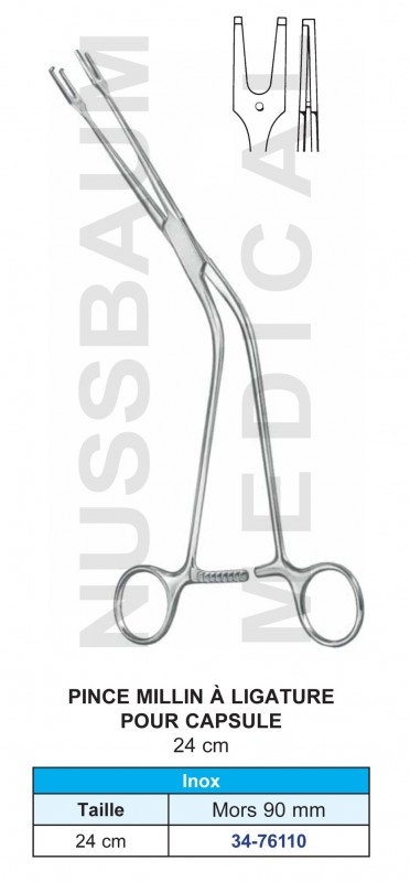 Pince Millin 24 cm à ligature pour capsule