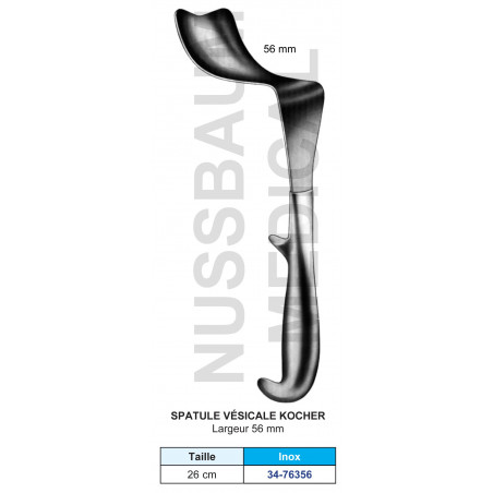 Spatule vésicale Kocher 26 cm  largeur 56 mm distribuée par Nussbaum Médical