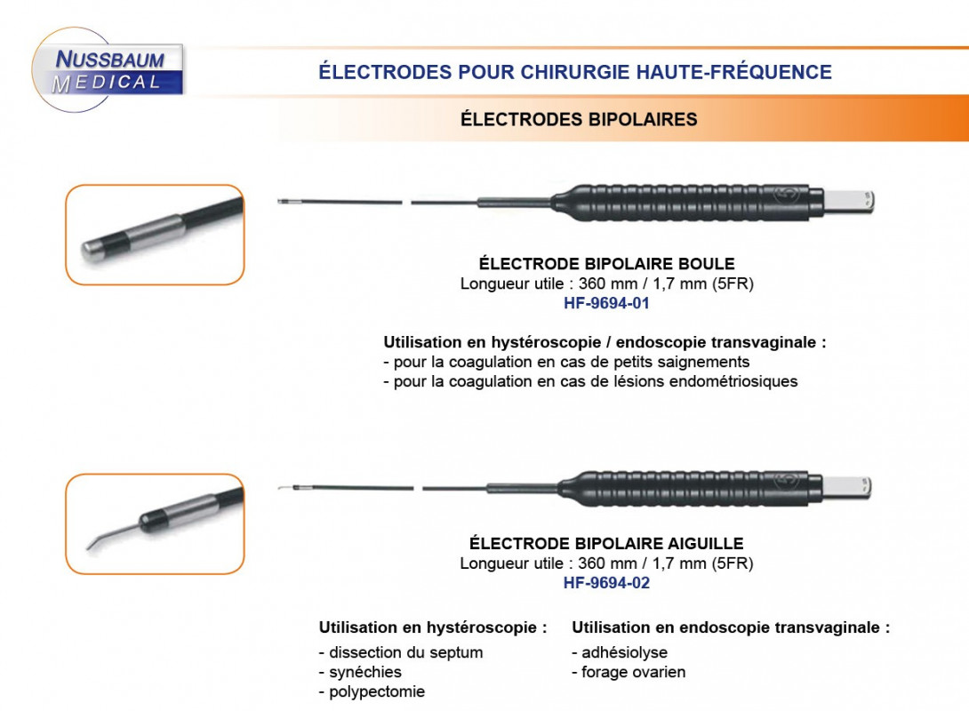 Electrodes Bipolaires pour Hystéroscopie