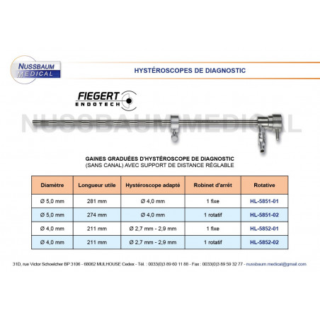 Gaine Graduée pour Hystéroscope de diagnostic distribuée par NUssbaum Médical