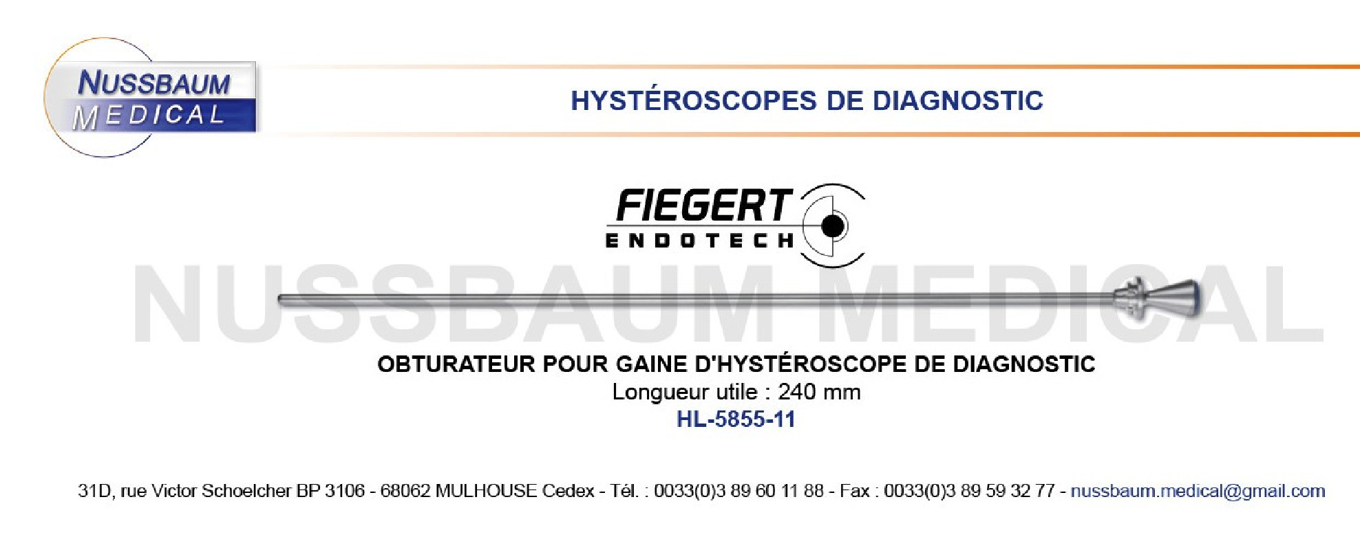 Obturateur pour Gaine d'Hystéroscope de diagnostic