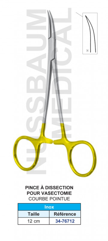 Pince à dissection pour vasectomie courbe pointue 12cm