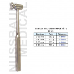 Maillet Mac Even simple tête 22 cm