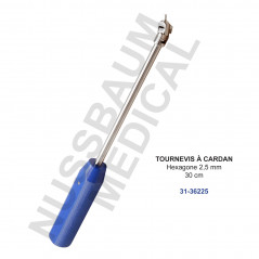 Mini Tournevis à cardan 30 cm sur manche acétal distribué par Nussbaum Médical - réf. 31-36225