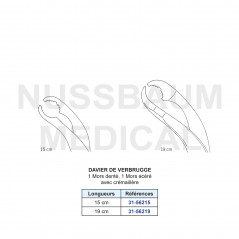 Davier de Verbrugge avec 1 mors denté et 1 mors acéré distribué par Nussbaum Médical