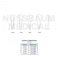 Rugine d'Obwegeser 17,5  cm de 6 à 11 mm distribuée par Nussbaum Médical