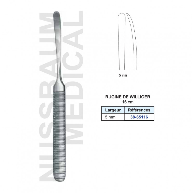Rugine de Williger 16 cm - 5 mm Rugine de Williger 16 cm - 5 mm