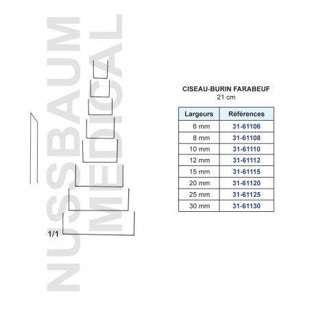 Ciseau-burin Farabeuf 21 cm