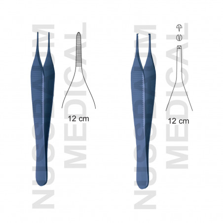 Pince Adson 12cm Avec et Sans Griffes en Titane distribuée par Nussbaum Médical