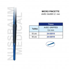 Micro Pincette Titane Avec Guide 0,1 mm
