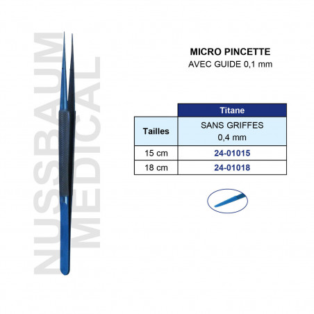Micro Pincette Titane Avec Guide 0,1 mm
