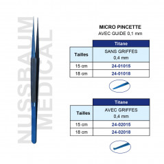 Micro Pincette Titane Avec Guide 0,1 mm