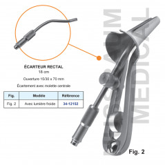 Ecarteur rectal avec ou sans lumière froide